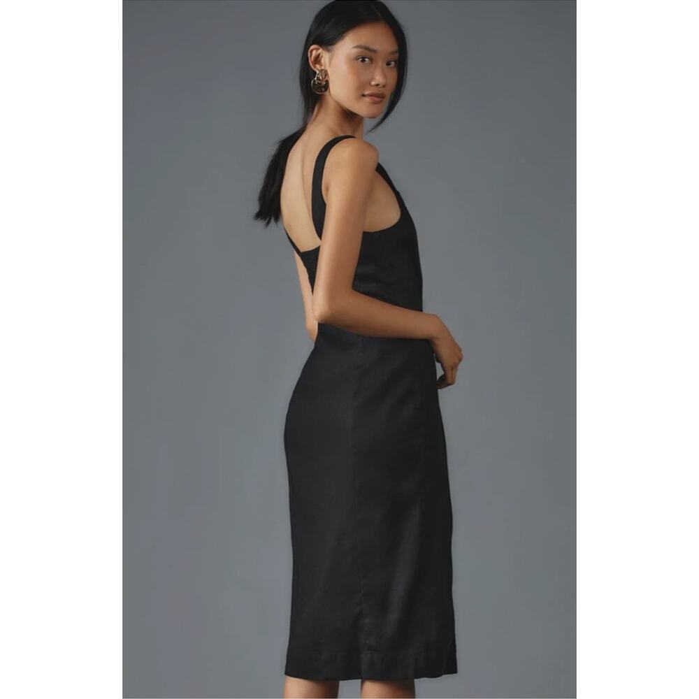 Anthropologie Black Midi Dress with Side Button Detail - Picture 3 of 12